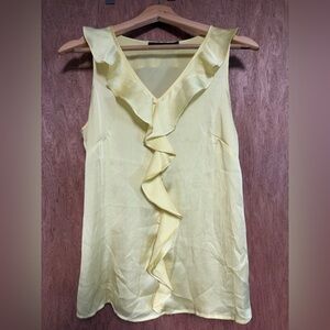 The Limited light yellow silky ruffle blouse